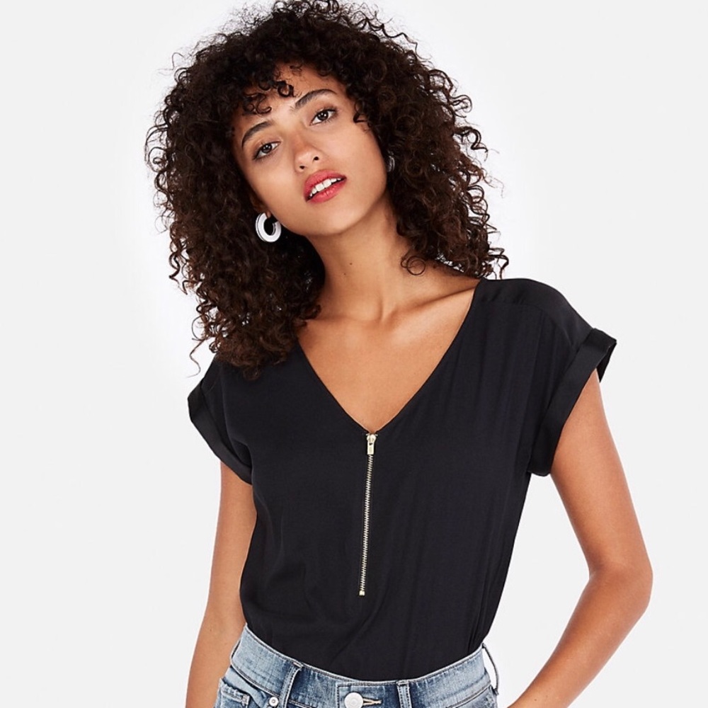 EXPRESS gold zipper black blouse $$ SOLD $$